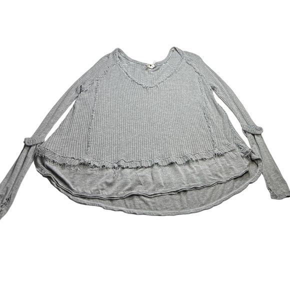 Free People oversized Laguna thermal thumb holes in light heather gray size XS - Picture 6 of 14